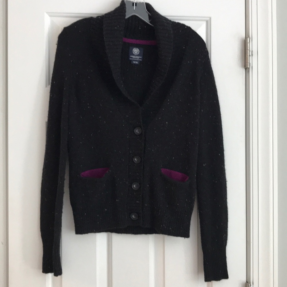 American Eagle Black Speckled Cardigan M